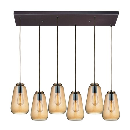 Elk Lighting Orbital 6-Lght Rectangular Pndnt Brnz w/Lght Amber Glass 10433/6RC